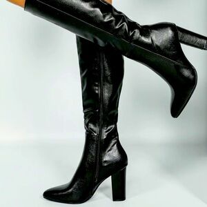 Unbranded Black Knee-High Heeled Boots - Size 38.5